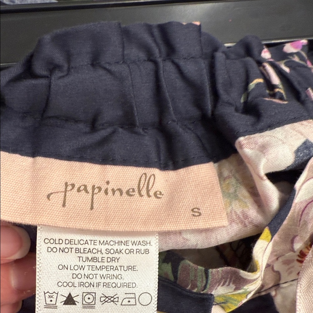 Papinelle Navy Floral Pajama Top with Pink and Yellow Accents - Picture 9 of 10